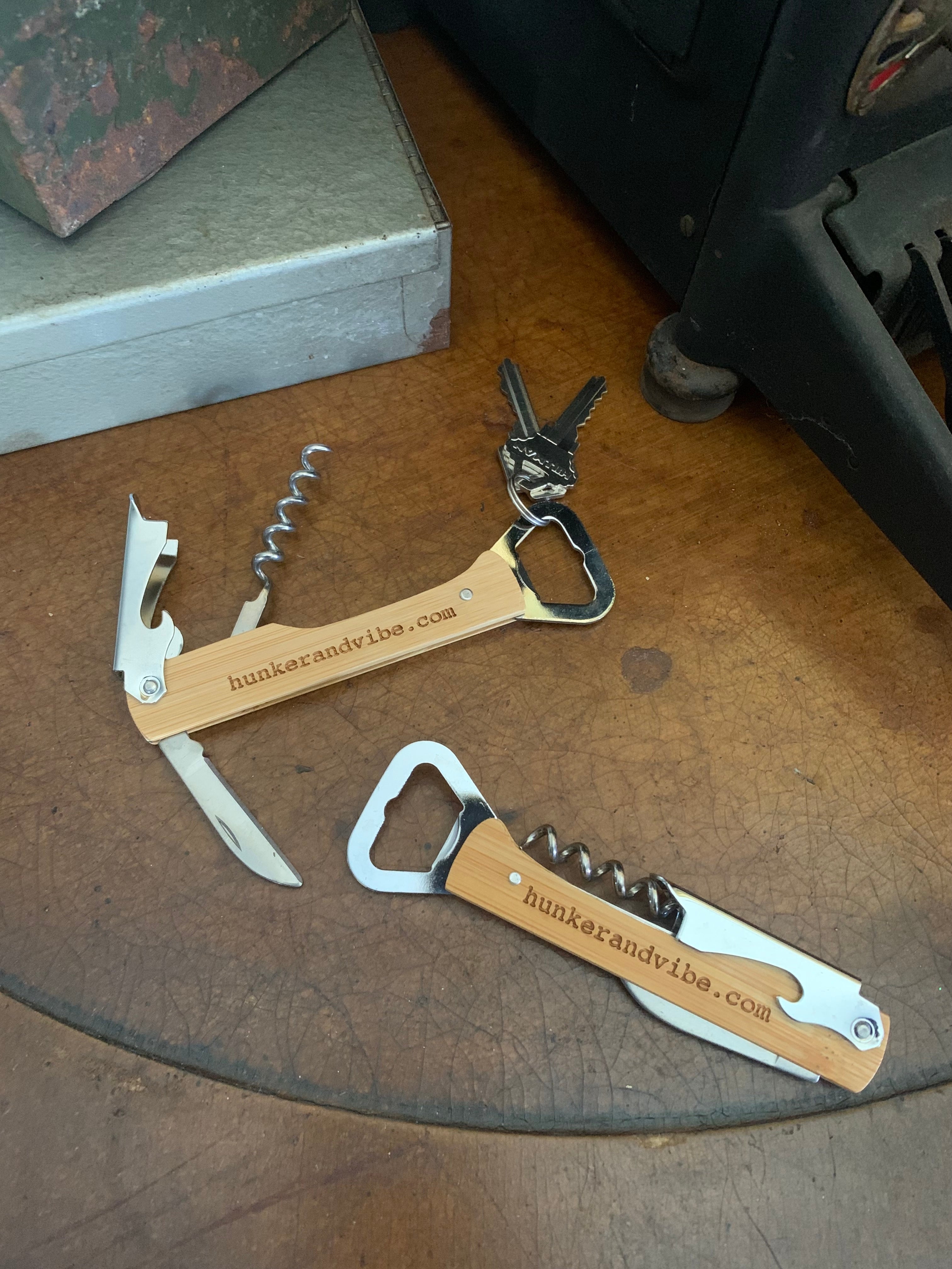 Bamboo Corkscrew Wine Bottle Opener Multi-Tool