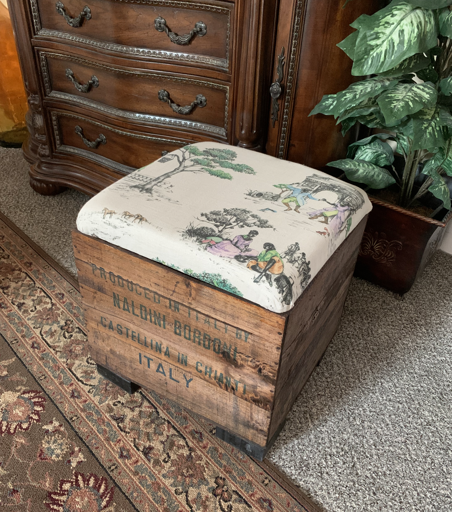 WINE SHIPPING CRATE STORAGE OTTOMAN