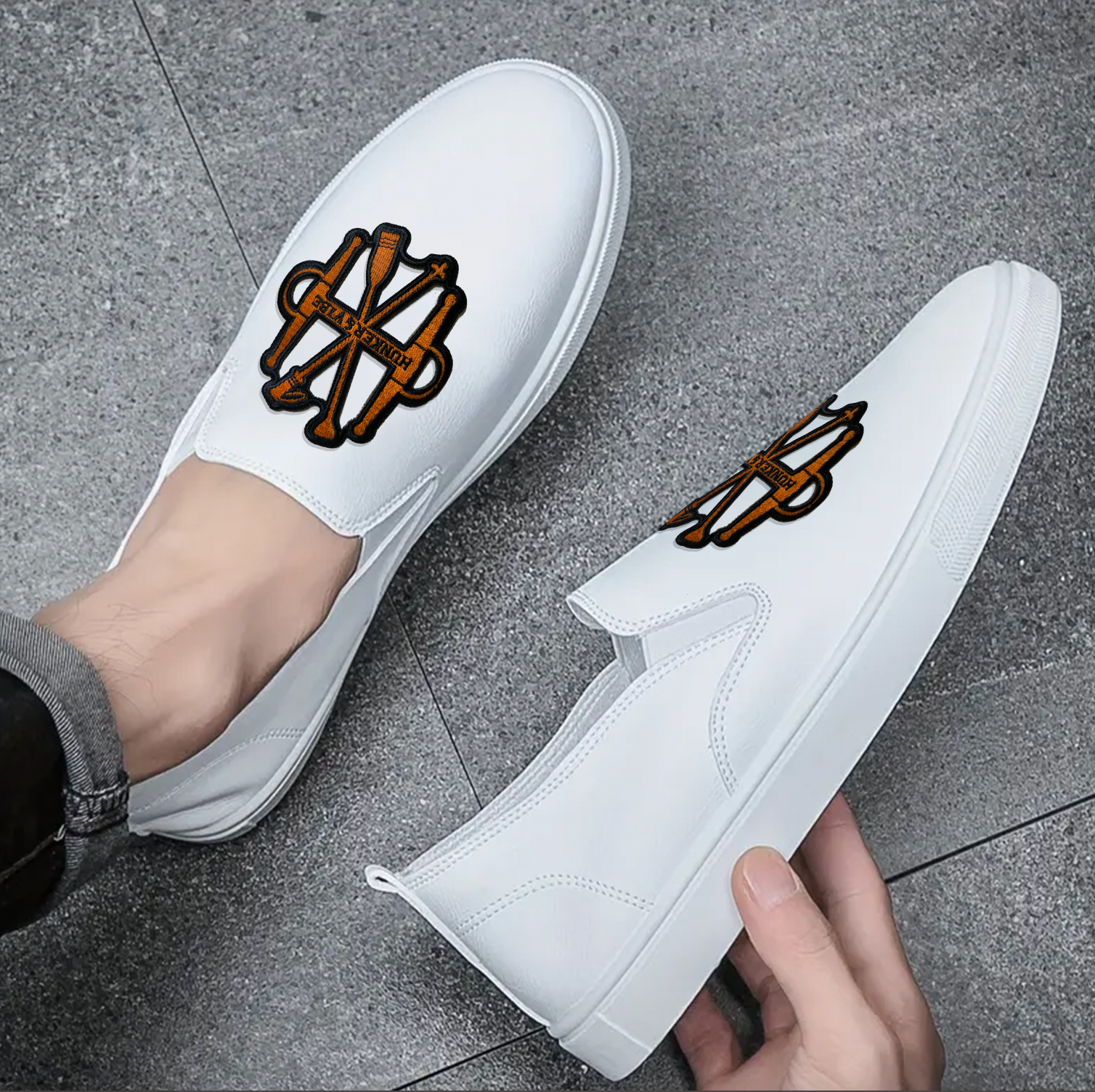 Limited Edition: Men's White "Vegan" Leather Slip-on Loafer Sneakers