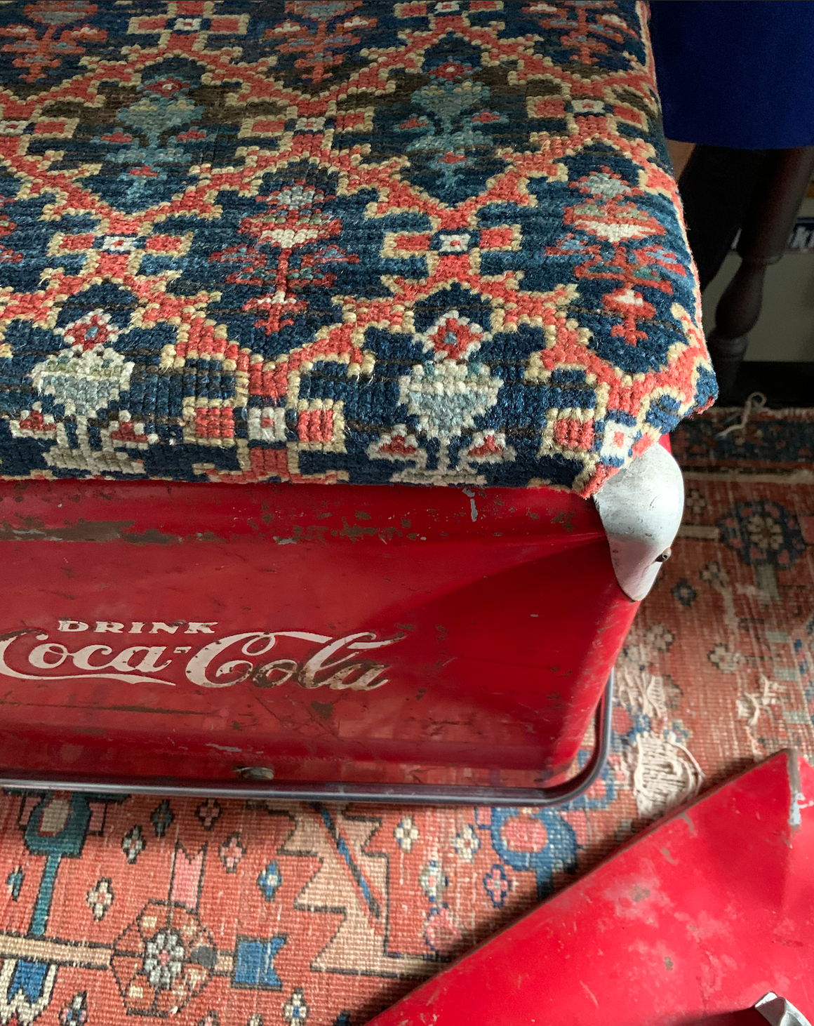 Authentic Vintage Coca Cola Cooler and Storage Ottoman