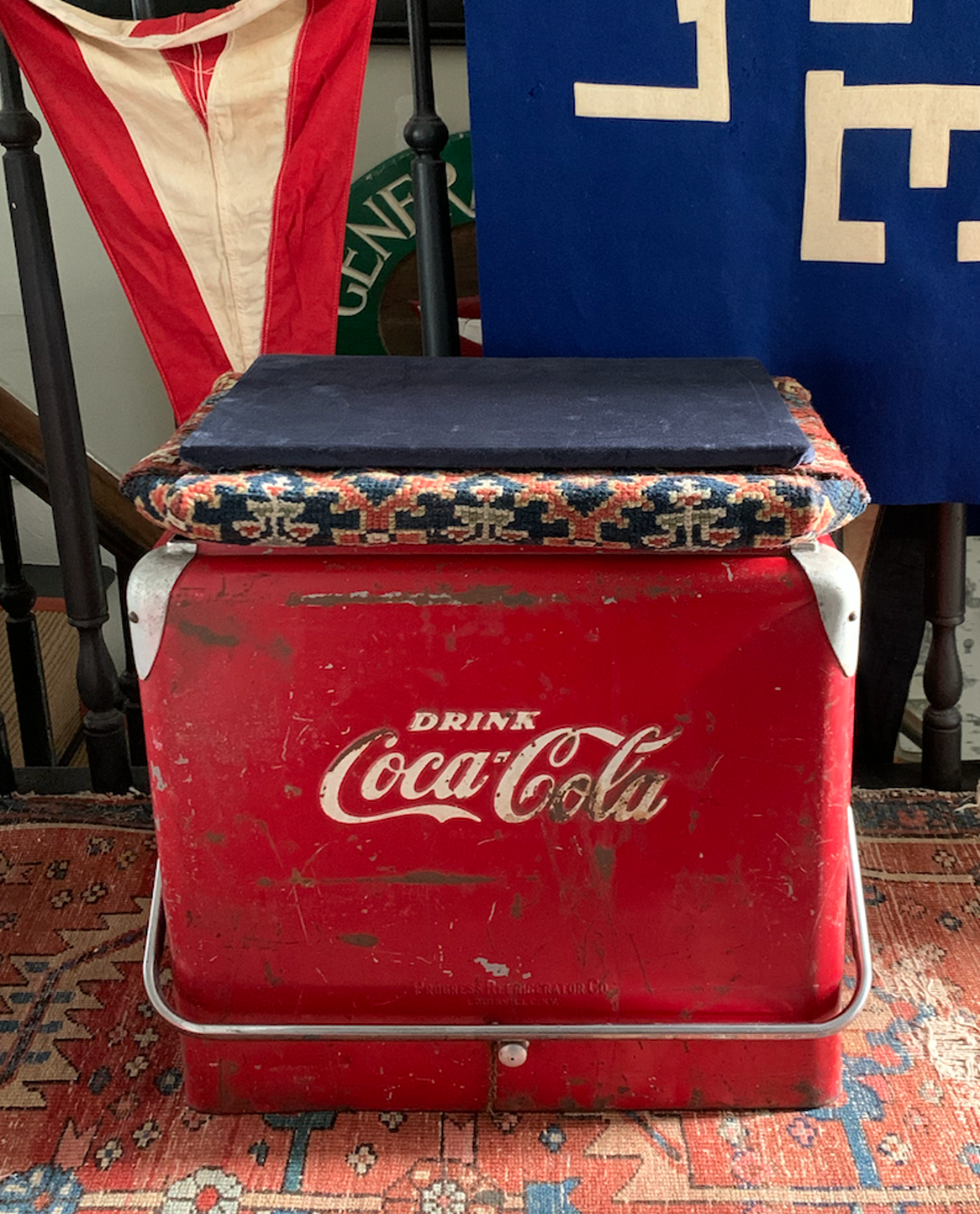 Authentic Vintage Coca Cola Cooler and Storage Ottoman